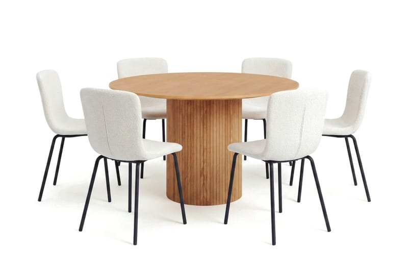 Kopparbo spisegruppe rund 130 cm eik med 6 Katy spisestoler - Eik - Møbler - Bord - Spisegruppe