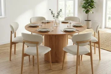 Kopparbo spisegruppe rund 130 cm eik med 6 Molly spisestoler - Eik - Møbler - Bord - Spisegruppe