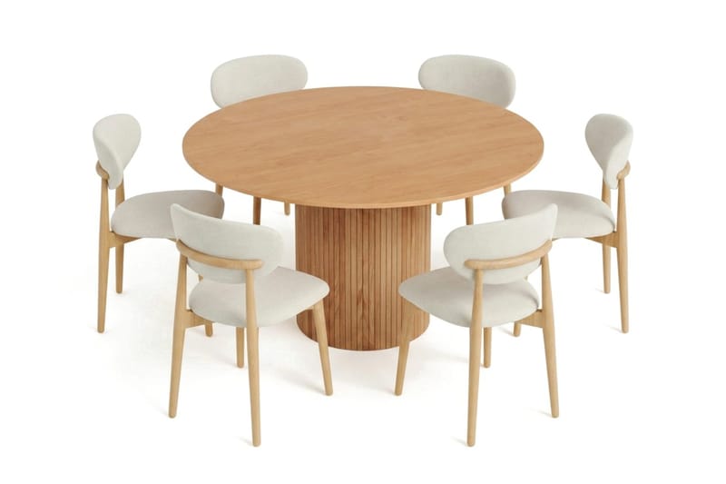 Kopparbo spisegruppe rund 130 cm eik med 6 Molly spisestoler - Eik - Møbler - Bord - Spisegruppe