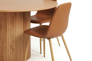 Kopparbo spisegruppe rund 130 cm eik med 6 Nibe spisestoler - Eik - Møbler - Bord - Spisegruppe