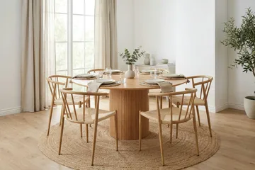 Kopparbo spisegruppe rund 130 cm eik med 6 Winston spisestoler - Eik - Møbler - Bord - Spisegruppe
