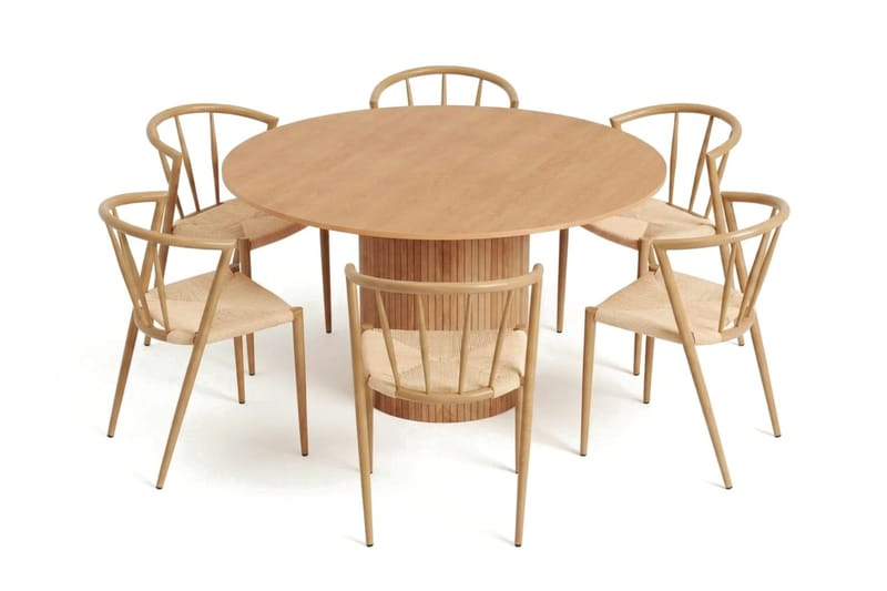 Kopparbo spisegruppe rund 130 cm eik med 6 Winston spisestoler - Eik - Møbler - Bord - Spisegruppe
