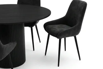 Kopparbo spisegruppe rund 130 cm svart med 6 Alsarp spisestoler - Svart - Møbler - Bord - Spisegruppe