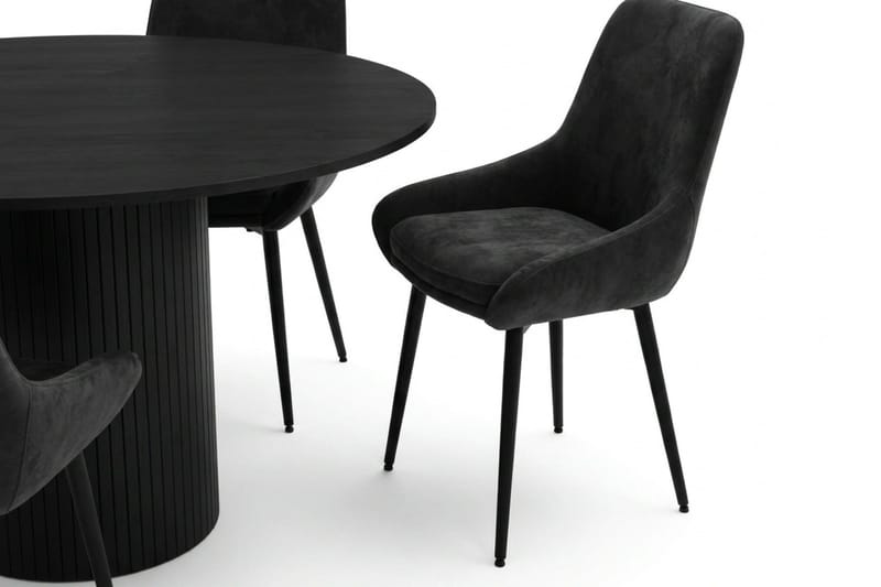 Kopparbo spisegruppe rund 130 cm svart med 6 Alsarp spisestoler - Svart - Møbler - Bord - Spisegruppe