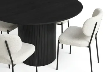 Kopparbo spisegruppe rund 130 cm svart med 6 Gemmiano spisestoler - Svart - Møbler - Bord - Spisegruppe
