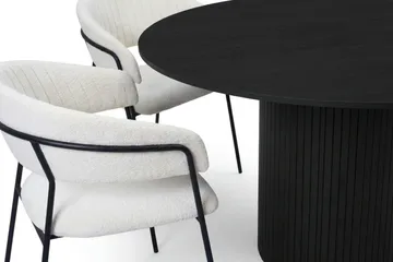 Kopparbo spisegruppe rund 130 cm svart med 6 Karol spisestoler - Svart - Møbler - Bord - Spisegruppe