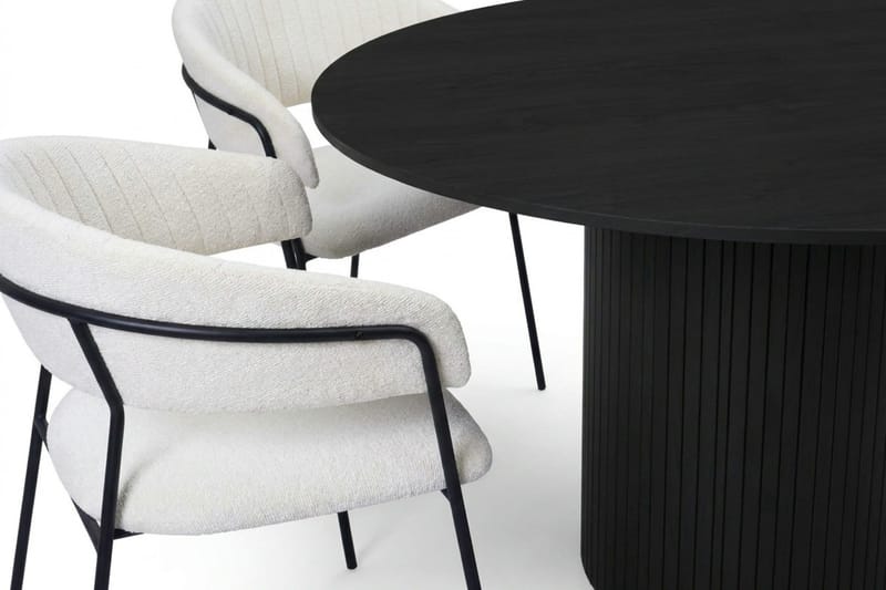 Kopparbo spisegruppe rund 130 cm svart med 6 Karol spisestoler - Svart - Møbler - Bord - Spisegruppe