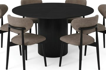 Kopparbo spisegruppe rund 130 cm svart med 6 Molly spisestoler - Svart - Møbler - Bord - Spisegruppe