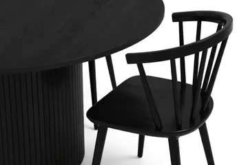 Kopparbo spisegruppe rund 130 cm svart med 6 Tyrö spisestoler - Svart - Møbler - Bord - Spisegruppe