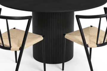 Kopparbo spisegruppe rund 130 cm svart med 6 Winston spisestoler - Svart - Møbler - Bord - Spisegruppe