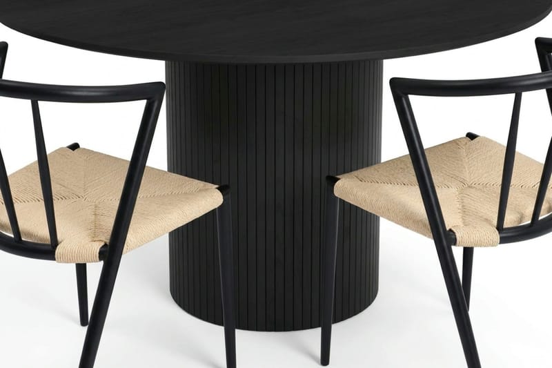Kopparbo spisegruppe rund 130 cm svart med 6 Winston spisestoler - Svart - Møbler - Bord - Spisegruppe