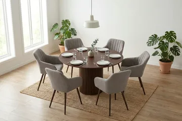 Kopparbo spisegruppe rund 130 cm valnøtt med 6 Filippa spisestoler - Valnøtt - Møbler - Bord - Spisegruppe