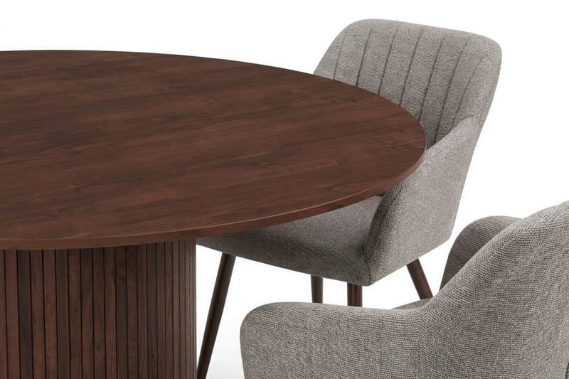 Kopparbo spisegruppe rund 130 cm valnøtt med 6 Filippa spisestoler - Valnøtt - Møbler - Bord - Spisegruppe
