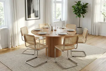 Kopparbo spisegruppe rund 150 cm eik med 6 Build spisestoler - Eik - Møbler - Bord - Spisegruppe