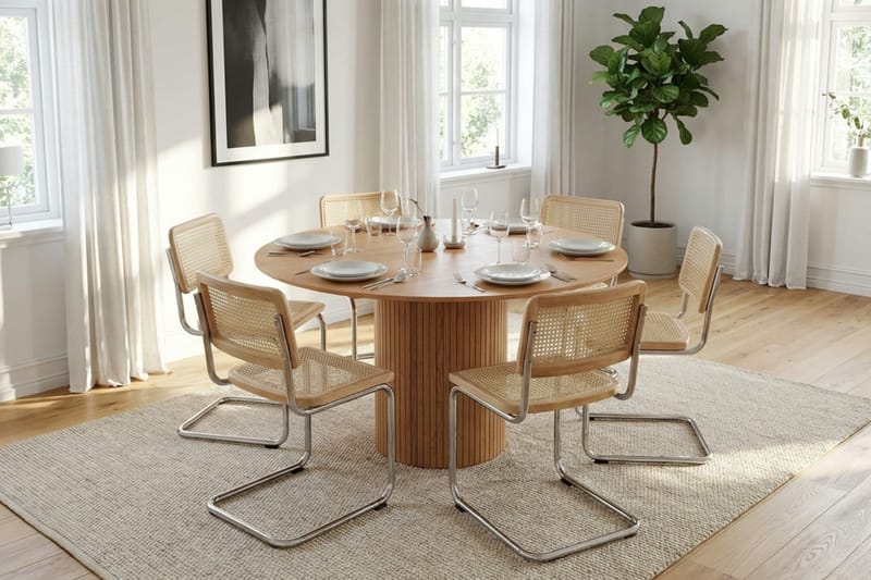 Kopparbo spisegruppe rund 150 cm eik med 6 Build spisestoler - Eik - Møbler - Bord - Spisegruppe