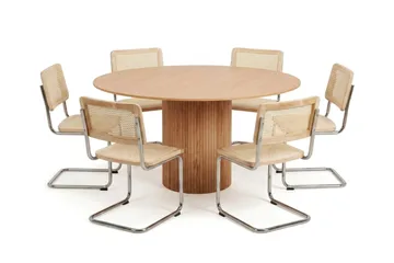 Kopparbo spisegruppe rund 150 cm eik med 6 Build spisestoler - Eik - Møbler - Bord - Spisegruppe