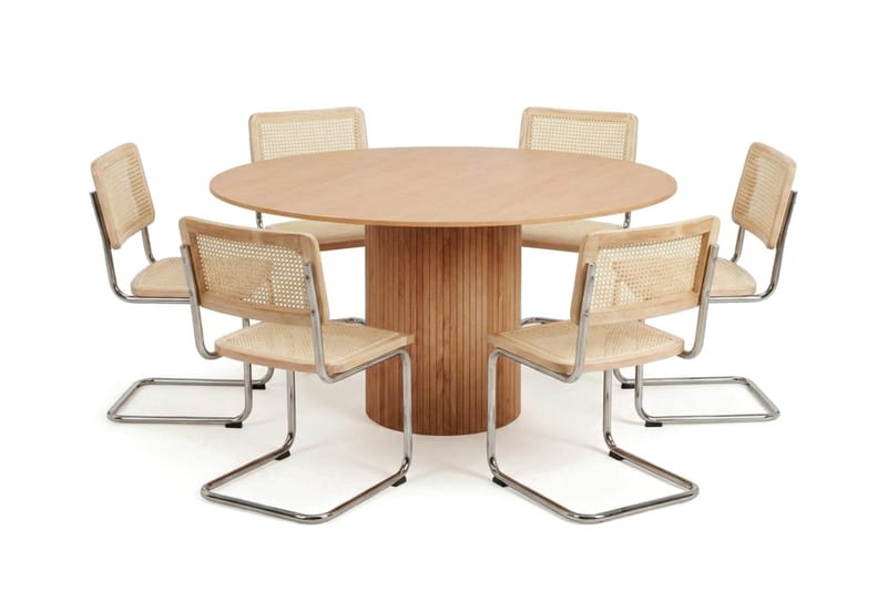 Kopparbo spisegruppe rund 150 cm eik med 6 Build spisestoler - Eik - Møbler - Bord - Spisegruppe