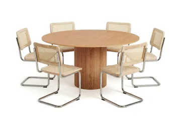 Kopparbo spisegruppe rund 150 cm eik med 6 Build spisestoler - Eik - Møbler - Bord - Spisegruppe