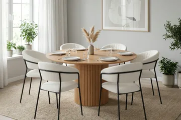 Kopparbo spisegruppe rund 150 cm eik med 6 Karol spisestoler - Eik - Møbler - Bord - Spisegruppe