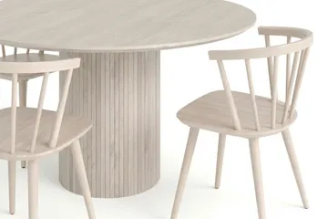 Kopparbo spisegruppe rund 150 cm hvitbeiset med 6 Tyrö spisestoler - Hvitlasert - Møbler - Bord - Spisegruppe