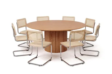 Kopparbo spisegruppe rund 180 cm eik med 8 Build spisestoler - Eik - Møbler - Bord - Spisegruppe