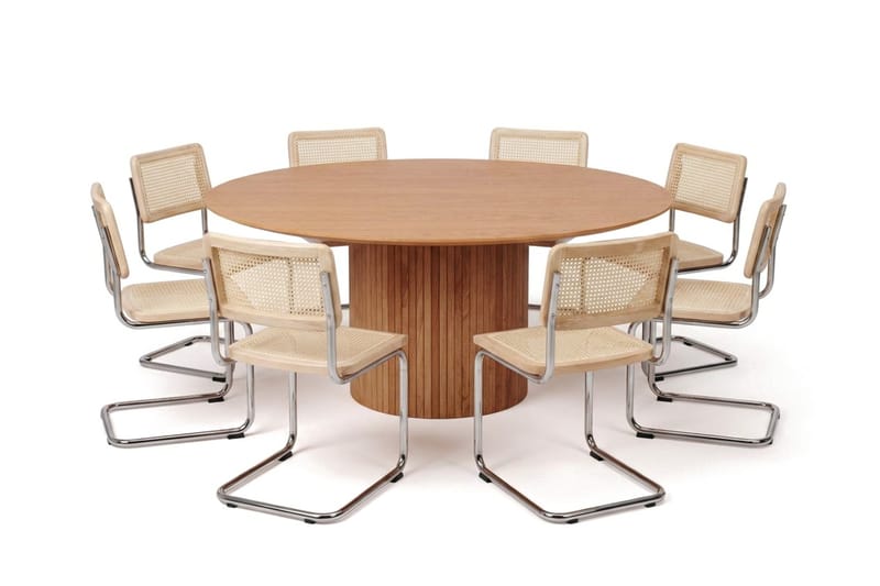 Kopparbo spisegruppe rund 180 cm eik med 8 Build spisestoler - Eik - Møbler - Bord - Spisegruppe