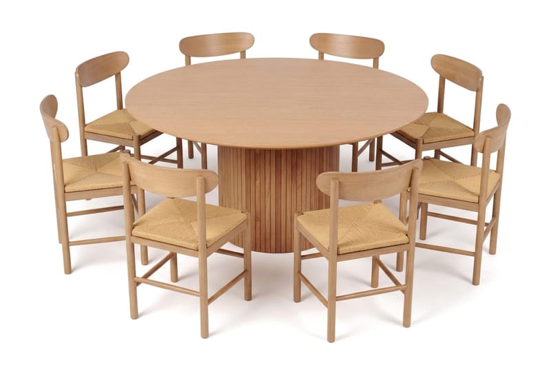 Kopparbo spisegruppe rund 180 cm eik med 8 Malte spisestoler - Møbler - Bord - Spisegruppe