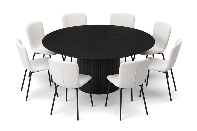 Kopparbo spisegruppe rund 180 cm svart med 8 Katy spisestoler - Svart - Møbler - Bord - Spisegruppe