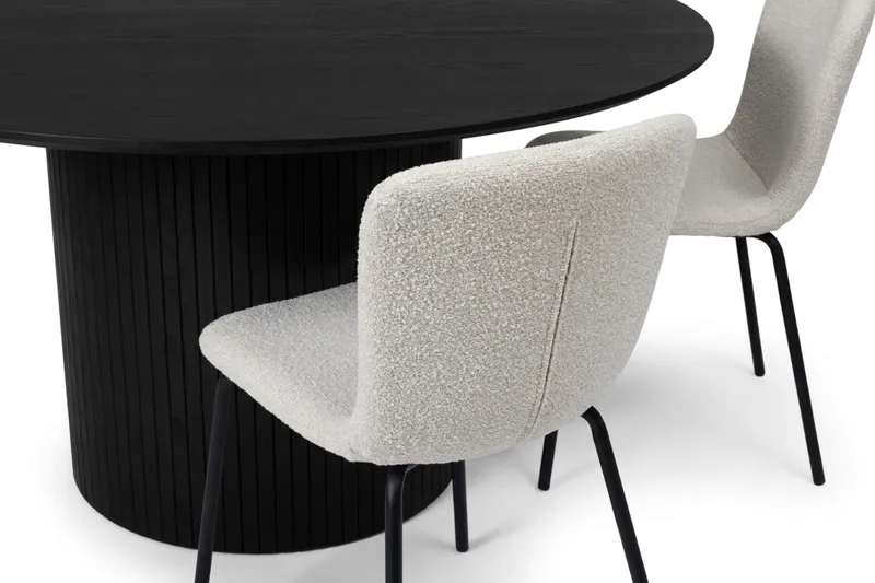 Kopparbo spisegruppe rund 180 cm svart med 8 Katy spisestoler - Svart - Møbler - Bord - Spisegruppe
