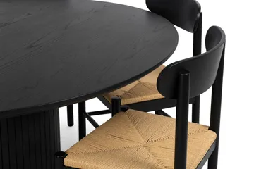 Kopparbo spisegruppe rund 180 cm svart med 8 Malte spisestoler - Møbler - Bord - Spisegruppe