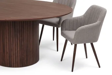 Kopparbo spisegruppe rund 180 cm valnøtt med 8 Filippa spisestoler - Valnøtt - Møbler - Bord - Spisegruppe