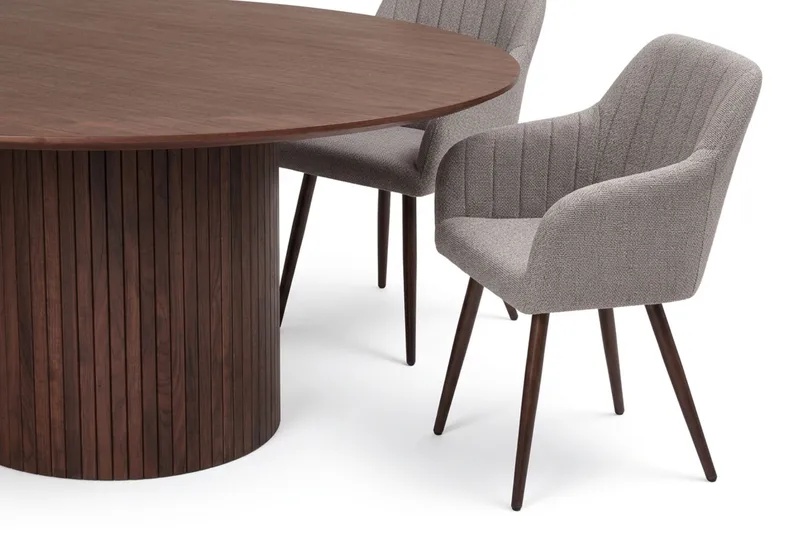 Kopparbo spisegruppe rund 180 cm valnøtt med 8 Filippa spisestoler - Valnøtt - Møbler - Bord - Spisegruppe