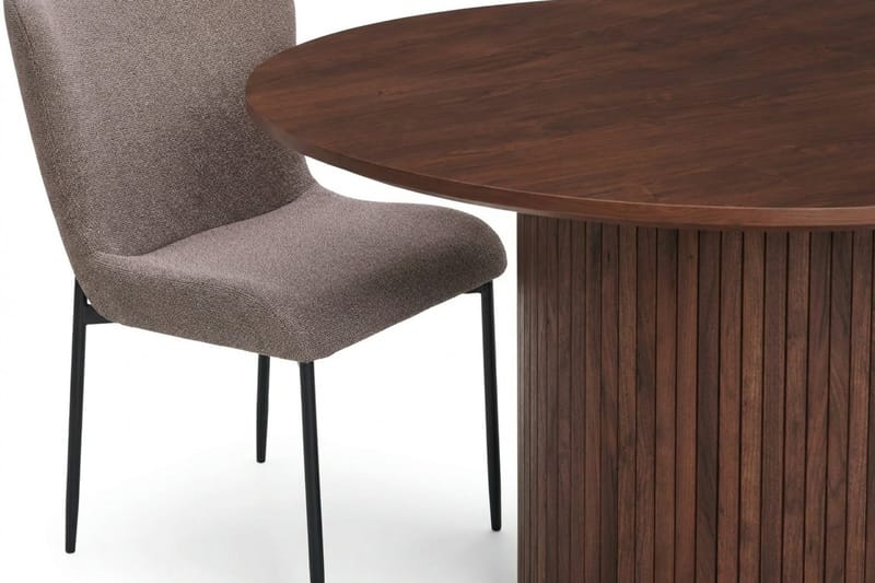 Kopparbo spisegruppe rund ca. 110 cm valnøtt med 4 Elsie spisestoler - Valnøtt/Grå - Møbler - Bord - Spisegruppe