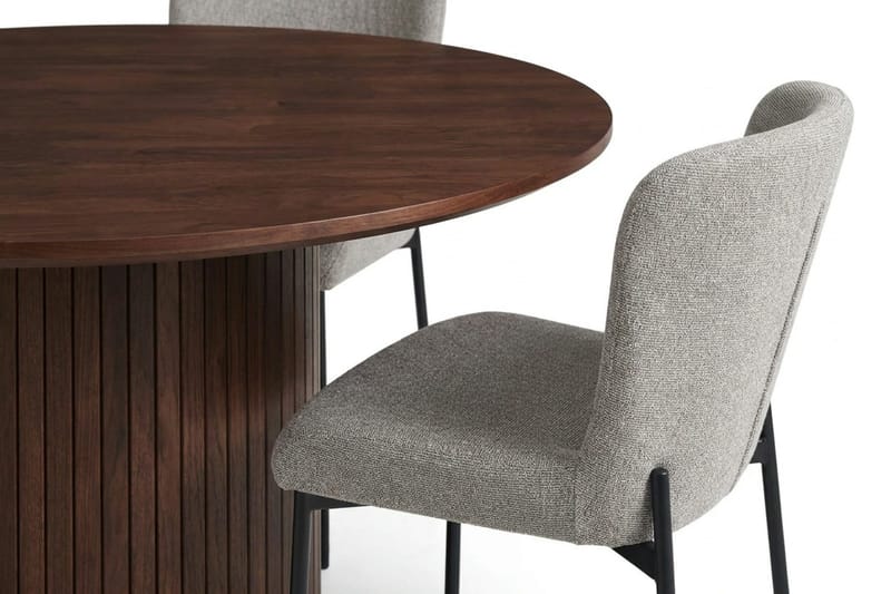 Kopparbo spisegruppe rund ca. 110 cm valnøtt med 4 Elsie spisestoler - Valnøtt/Lysegrå - Møbler - Bord - Spisegruppe