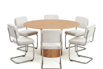 Kopparbo spisegruppe rund ca. 130 cm eik med 6 Milva spisestoler - Eik - Møbler - Bord - Spisegruppe