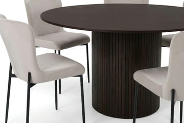 Kopparbo spisegruppe rund ca. 130 cm røkt eik med 6 Elsie spisestoler - Røkt eik/Beige - Møbler - Bord - Spisegruppe