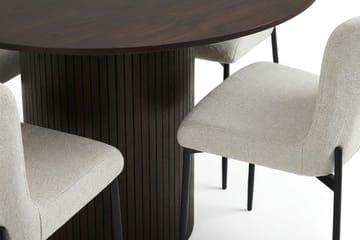 Kopparbo spisegruppe rund ca. 130 cm røkt eik med 6 Elsie spisestoler - Røkt eik/Hvit - Møbler - Bord - Spisegruppe