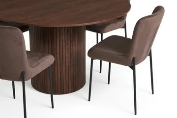 Kopparbo spisegruppe rund ca. 130 cm valnøtt med 6 Elsie spisestoler - Valnøtt/Brun - Møbler - Bord - Spisegruppe