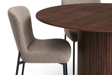 Kopparbo spisegruppe rund ca. 130 cm valnøtt med 6 Elsie spisestoler - Valnøtt/Grå - Møbler - Bord - Spisegruppe
