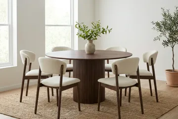 Kopparbo spisegruppe rund ca. 130 cm valnøtt med 6 Nala spisestoler - Valnøtt - Møbler - Bord - Spisegruppe