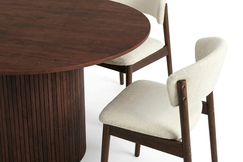 Kopparbo spisegruppe rund ca. 130 cm valnøtt med 6 Nala spisestoler - Valnøtt - Møbler - Bord - Spisegruppe