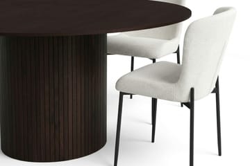 Kopparbo spisegruppe rund ca. 150 cm røkt eik med 6 Elsie spisestoler - Røkt eik/Hvit - Møbler - Bord - Spisegruppe