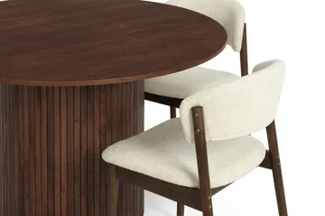 Kopparbo Spisegruppe rundt 110 cm Valnøtt med 4 Nala spisestoler - Valnøtt - Møbler - Bord - Spisegruppe