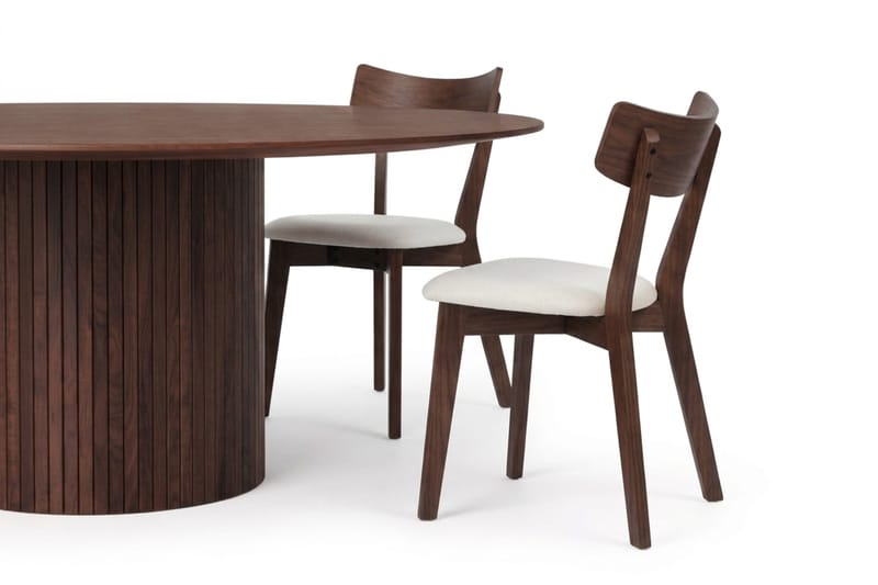 Kopparbo spisegruppe rundt 180 cm i valnøtt med 8 Amelia spisestoler med pute - Valnøtt/Beige - Møbler - Bord - Spisegruppe