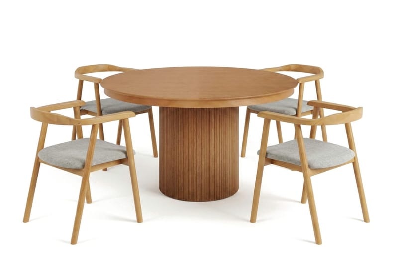 Kopparbo spisegruppe uttrekkbar rund 120-220 cm eik med 4 Jolie spisestoler
