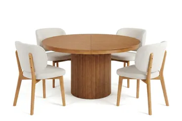 Kopparbo spisegruppe uttrekkbar rund 120-220 cm i eik med 4 Eira spisestoler - Eik - Møbler - Bord - Spisegruppe