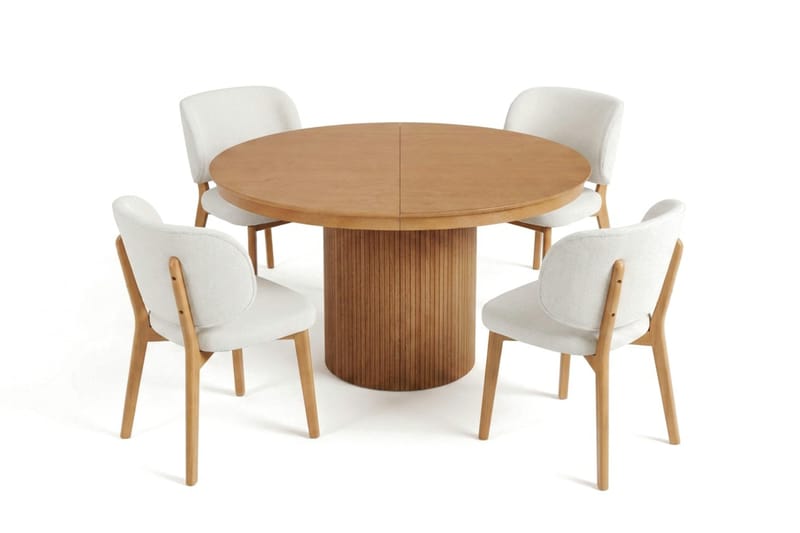 Kopparbo spisegruppe uttrekkbar rund 120-220 cm i eik med 4 Eira spisestoler - Eik - Møbler - Bord - Spisegruppe