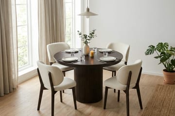 Kopparbo spisegruppe uttrekkbar rund 120-220 cm i røkt eik med 4 Eira spisestoler - Røkt eik - Møbler - Bord - Spisegruppe