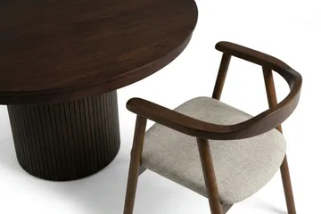 Kopparbo spisegruppe uttrekkbar rund 120-220 cm røkt eik med 4 Jolie spisestoler - Møbler - Bord - Spisegruppe