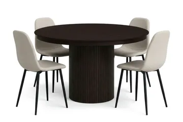 Beige/metallben svart - Mørk brun